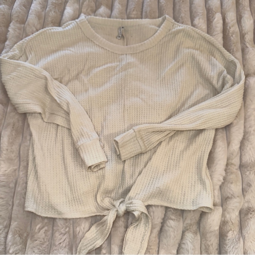 Z Supply Cream Tie-Front Sweatshirt